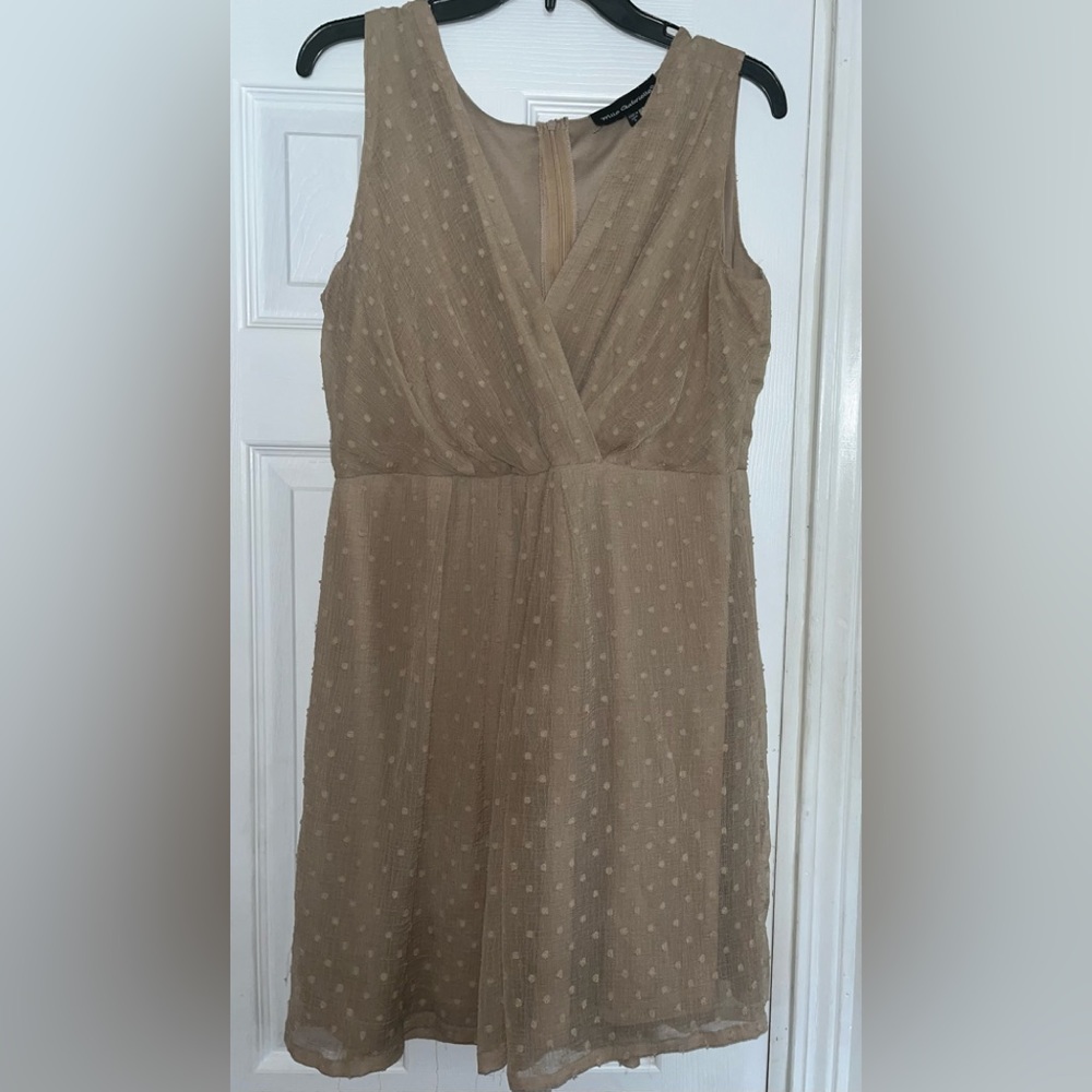 Mlle Gabrielle Beige Dress, Size Large